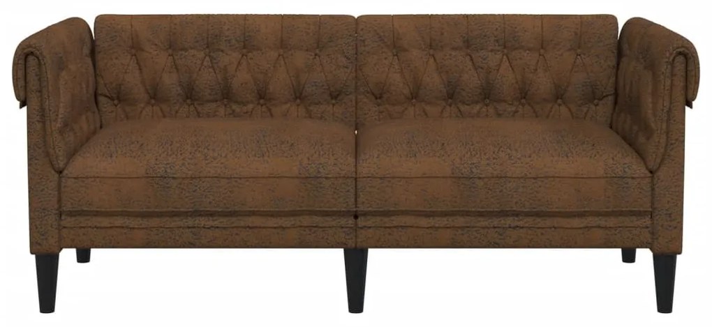 2 személyes barna szövet Chesterfield kanapé