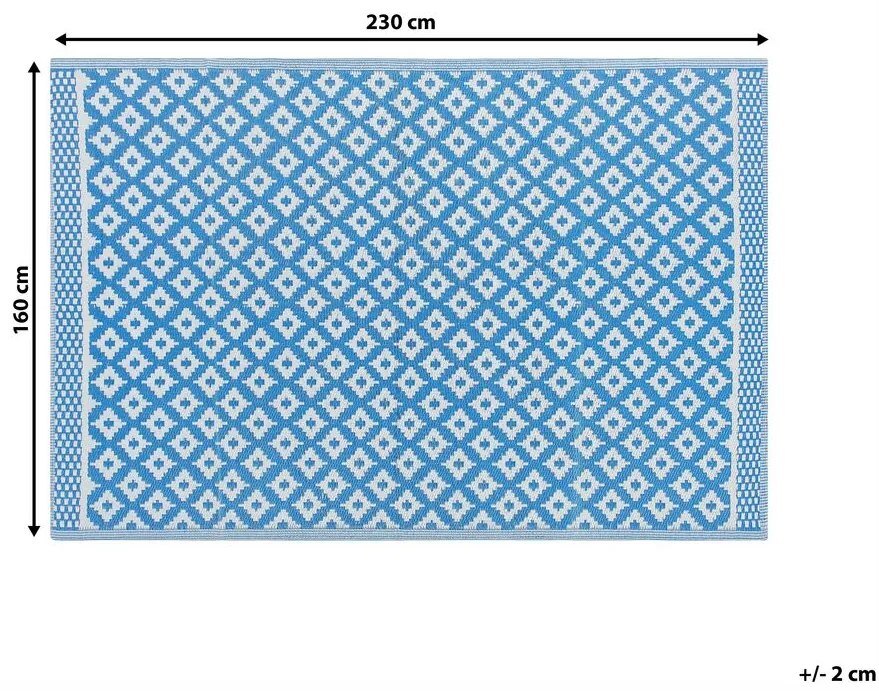 Kék Geometrikus Mintás Kültéri Szőnyeg 160 x 230 cm THANE Beliani