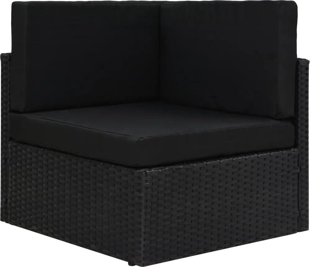 vidaXL fekete polyrattan sarokkanapé-elem