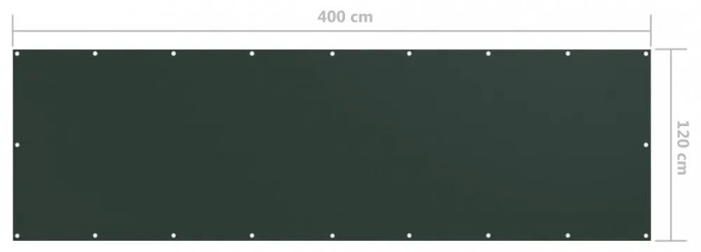 sötétzöld oxford-szövet erkélyparaván 120 x 400 cm