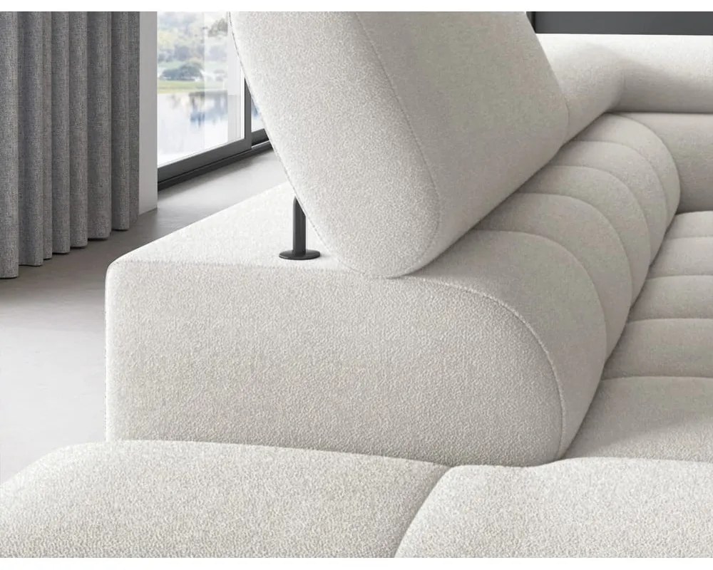 Krémszínű buklé kinyitható-tárolóhelyes sarokkanapé (bal oldali-L alakú) Ferucce – ELTAP