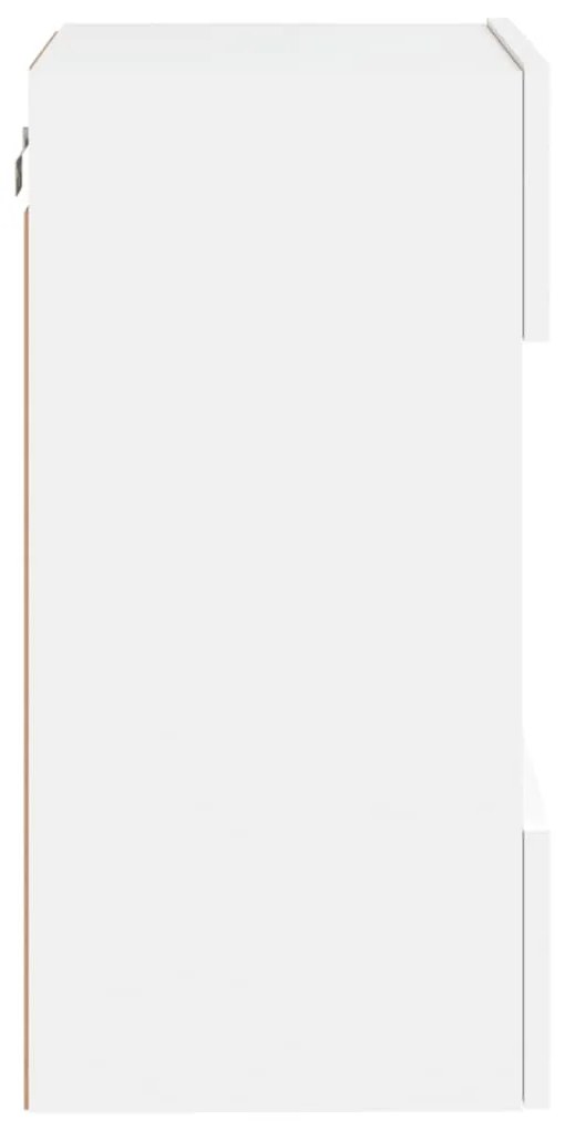 2 db fehér fali szekrények LED világítással TV-hez 40x30x60,5 cm