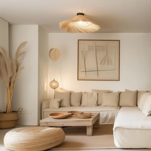 Brilagi - LED felületre szerelhető csillár CERIA BOHO 1xE27/40W/230V átm. 70 cm rattan