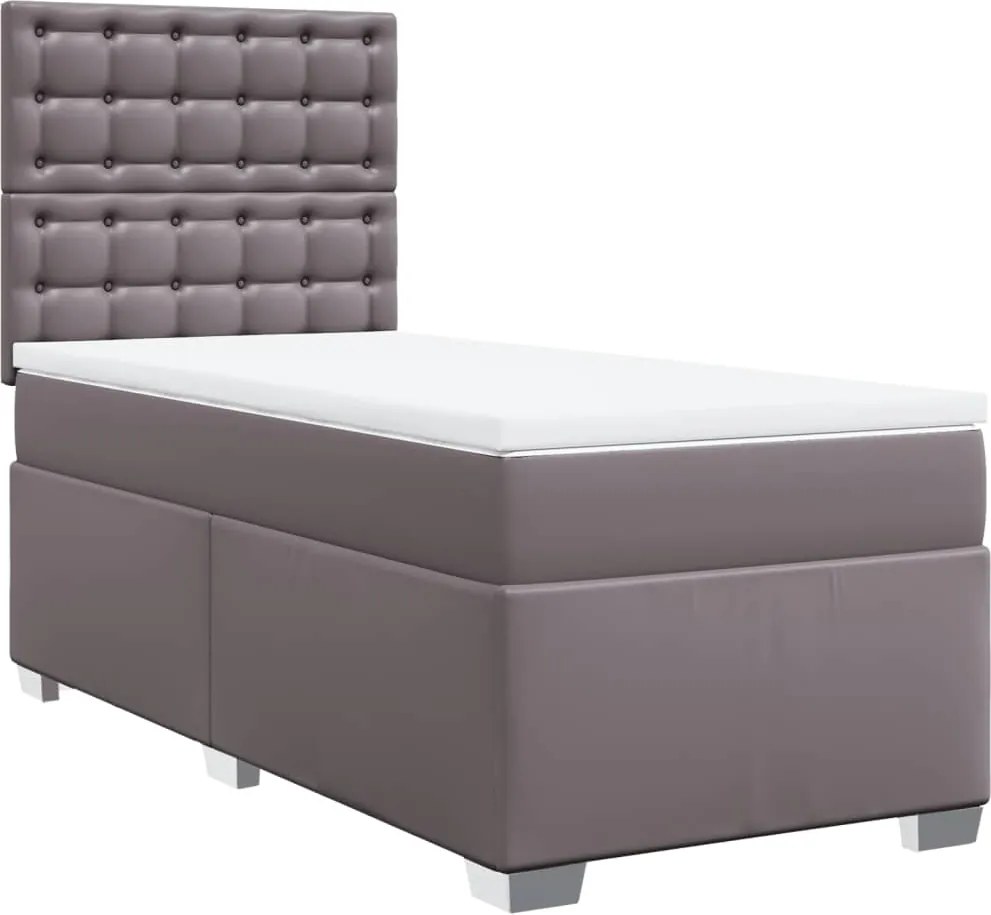 vidaXL szürke műbőr rugós ágy matraccal 80 x 200 cm