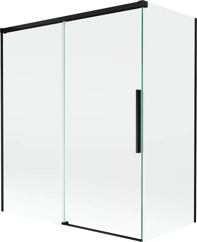 Mexen Rox kétszárnyú toló kádparaván 140 + 70 x 150 cm, átlátszó, fekete - 8C9-140-070-70-00
