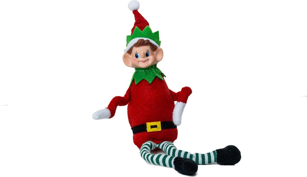 Elf manó textil figura hajlítható végtagokkal 35 cm Fehér gallér