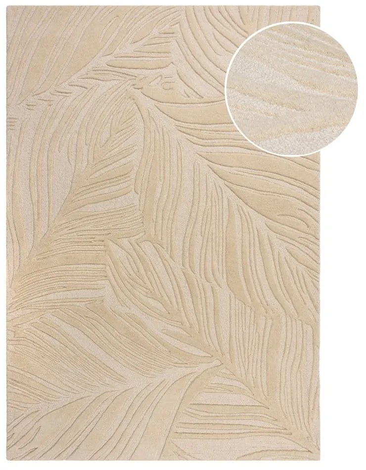 Bézs gyapjú szőnyeg 200x290 cm Lino Leaf – Flair Rugs