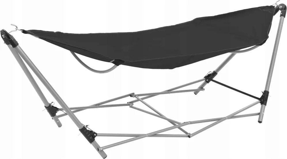Függőágy Állványra Összecsukható 241 x 76 x 70 cm fekete