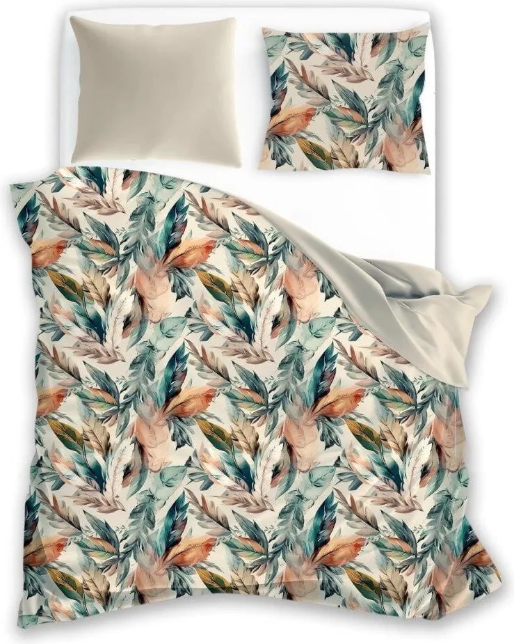 Szatén ágyneműhuzat 140x200 Milagro Pasztell levelek Őszi