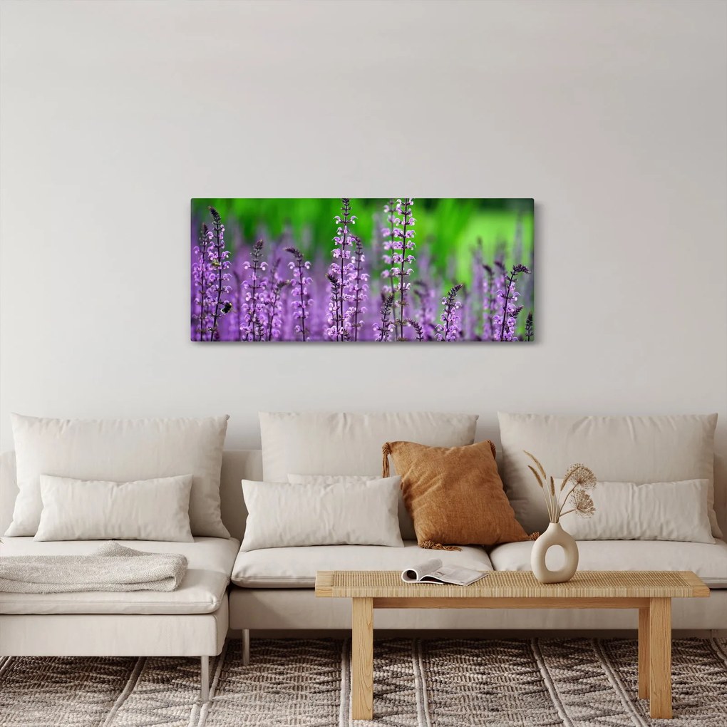Lila mezei virágok képe (120x50 cm)