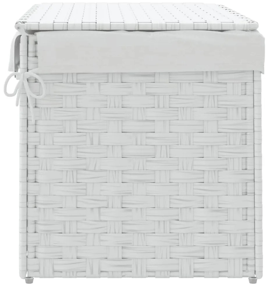 fehér polyrattan szennyeskosár fedéllel 55,5 x 35 x 34 cm