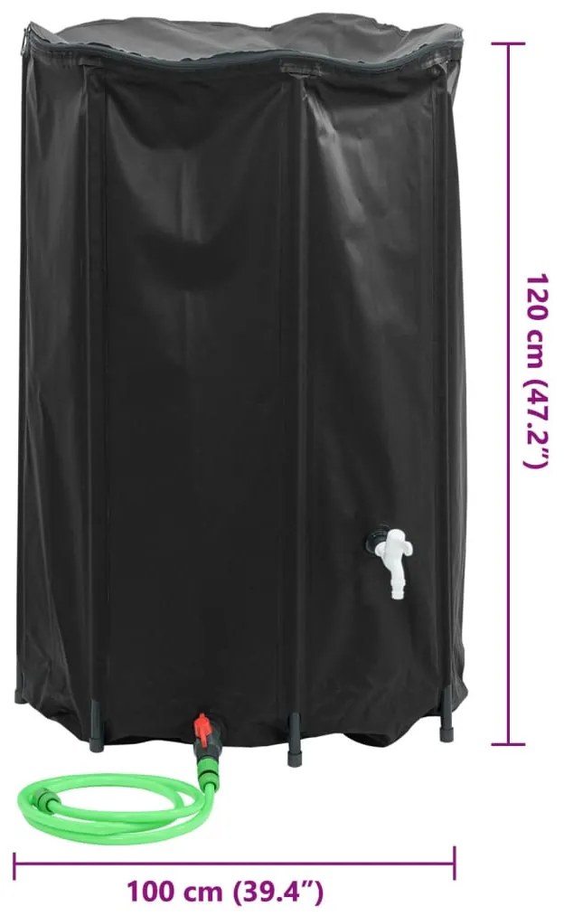 összecsukható PVC víztartály csappal 1000 L