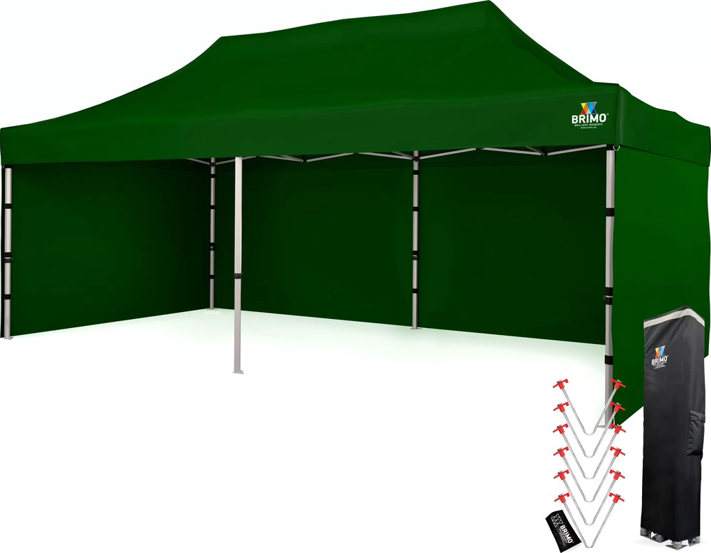 Alumínium esküvői sátor 3x6 m – elegáns és gyorsan felállítható - plusz 3 oldalfal - Zöld