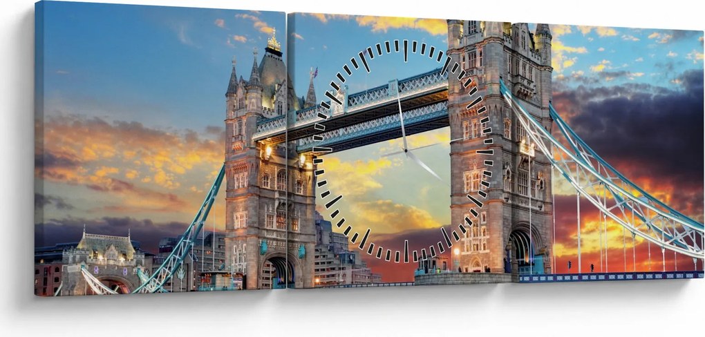 Kép - Tower Bridge, London, Anglia (órával) (90x30 cm)