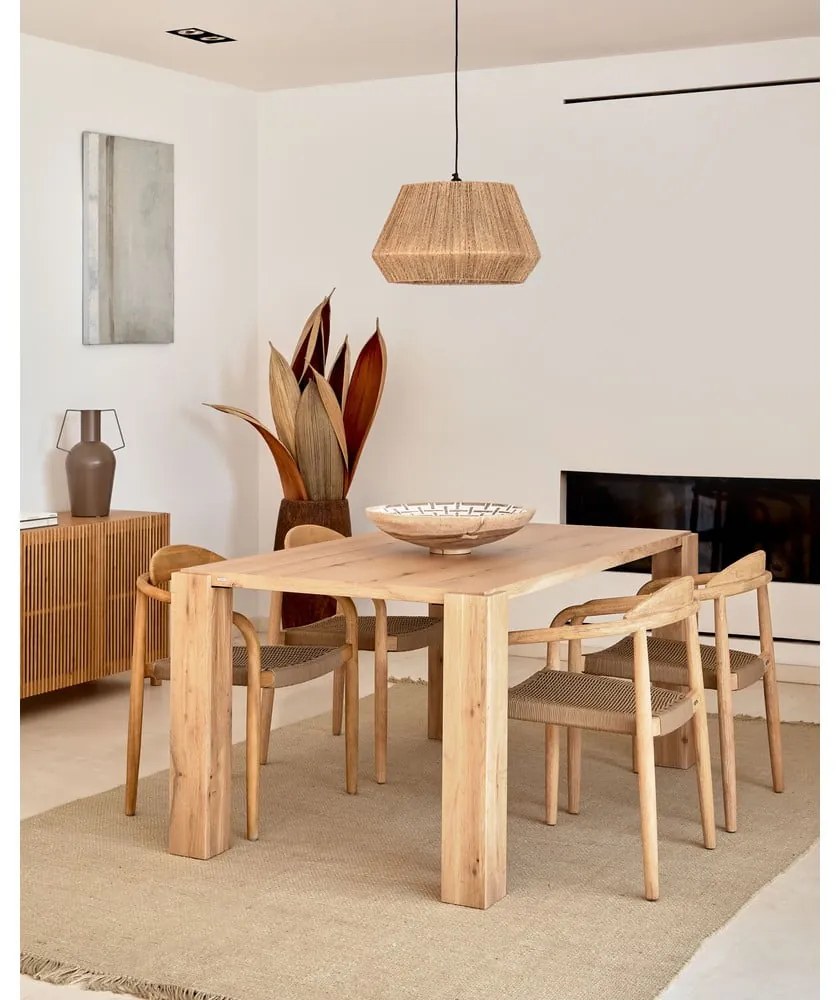 Étkezőasztal tölgyfa dekorral 100x200 cm Deyanira – Kave Home