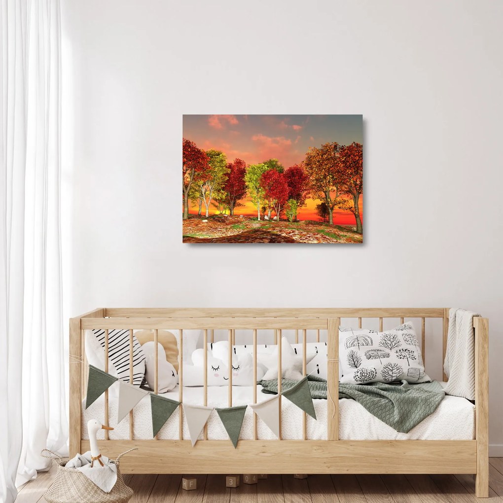 Üveg kép - Színes fák (70x50 cm)