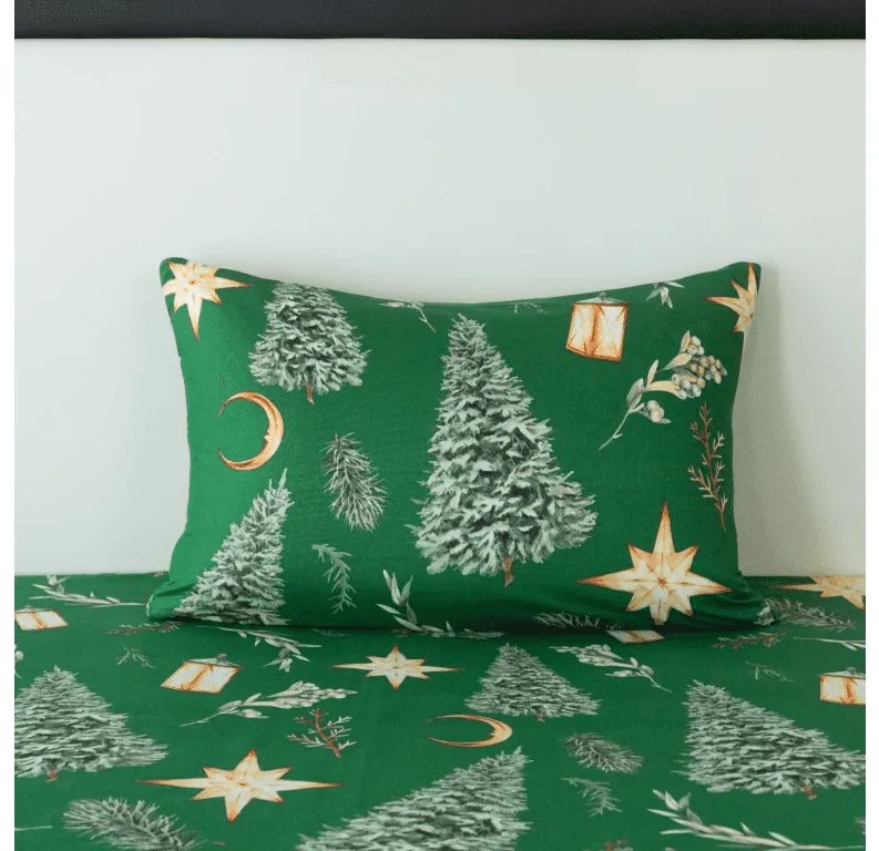 Mikroszálas párnahuzat GREEN CHRISTMAS 50x70 cm, zöld