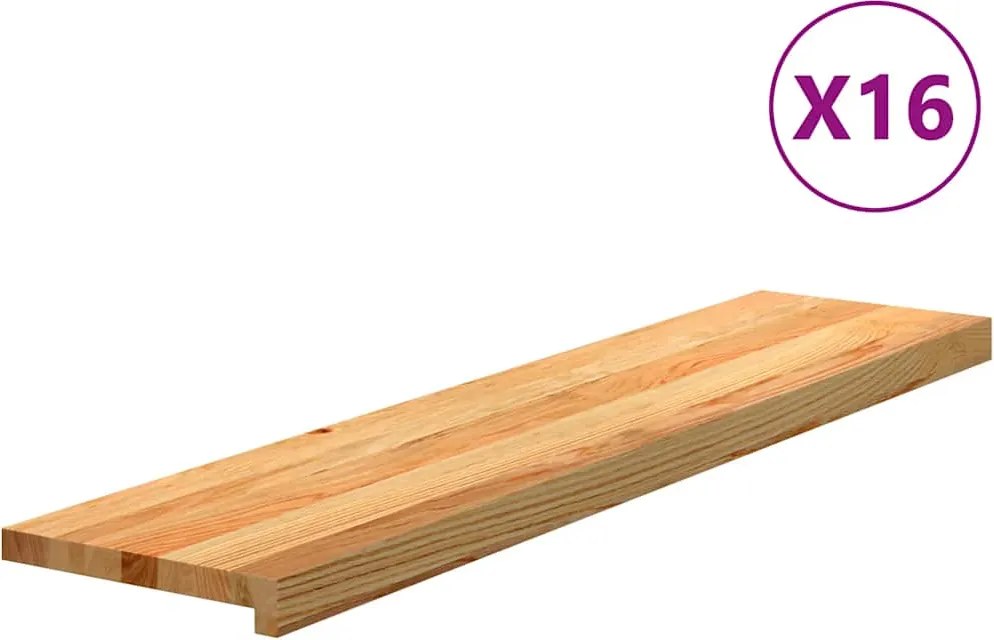 vidaXL 16 db tömör tölgyfa világosbarna lépcsőfokok 110x30x2 cm