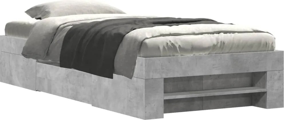 vidaXL betonszürke szerelt fa ágykeret 90 x 200 cm