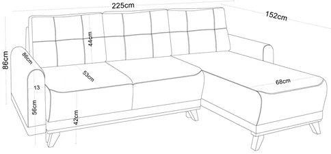 AKCIÓ világosszürke sarok ülőgarnitúra ORANGE, kétoldalas II. osztály