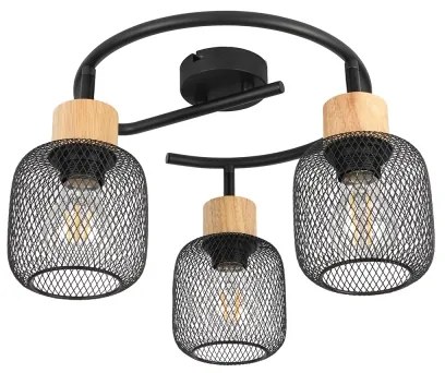 Brilagi - Irányítható spotlámpa BASKLITE 3xE27/15W/230V fa/fekete