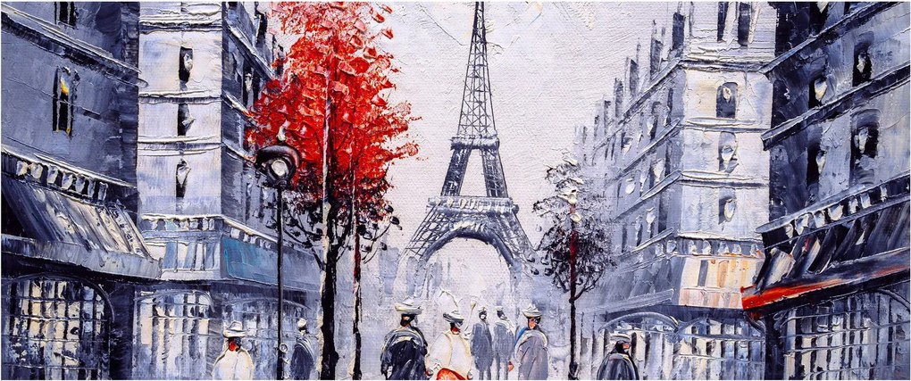 Egy párizsi utca képe, olajfestmény (120x50 cm)