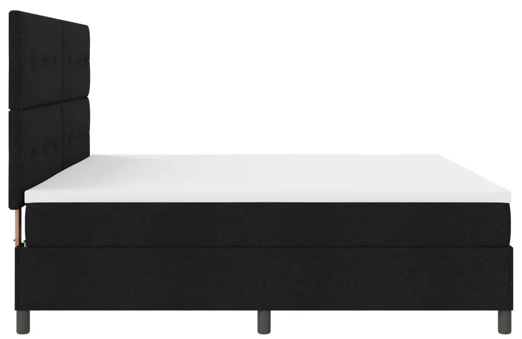 Boxrugós ágy matracmal fejtámlával Fekete 200 x 200 cm szövet