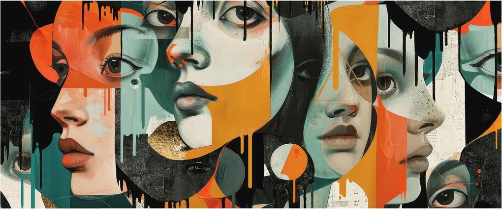 Fotótapéta Flizelin Fal a Hálószobába Színes arcok 250x104 Ragasztó