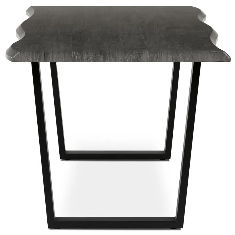 Masă de sufragerie, 180x90x75 cm, blat MDF, decor stejar gri, picioare metalice in forma de U