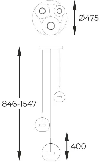 Zuma Line P0428-03L-L4AC - LED Csillár zsinóron ENCELADUS 3xLED/5W/230V arany