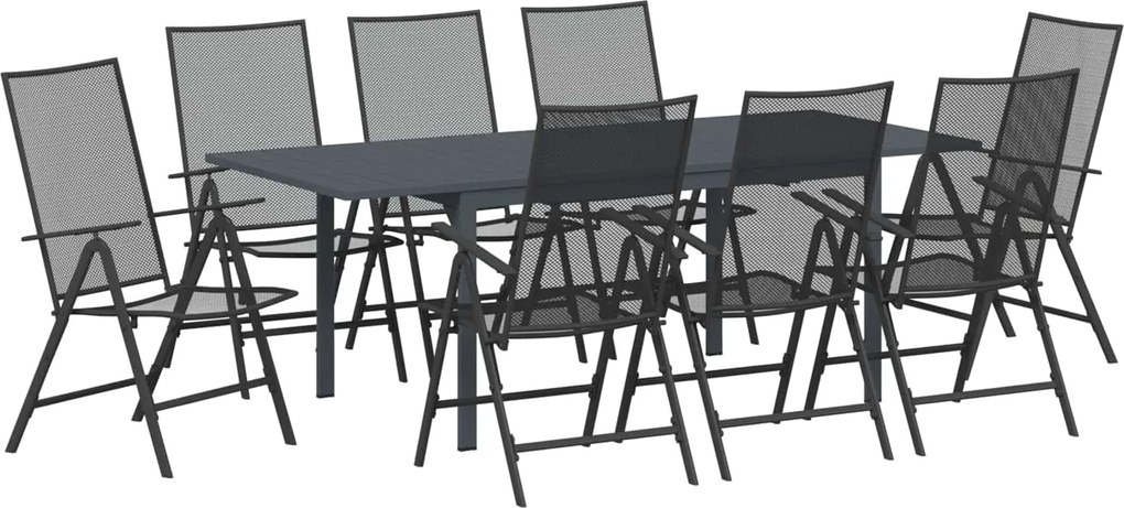 vidaXL Kert étkező szett 9 pcs Antracit Acél