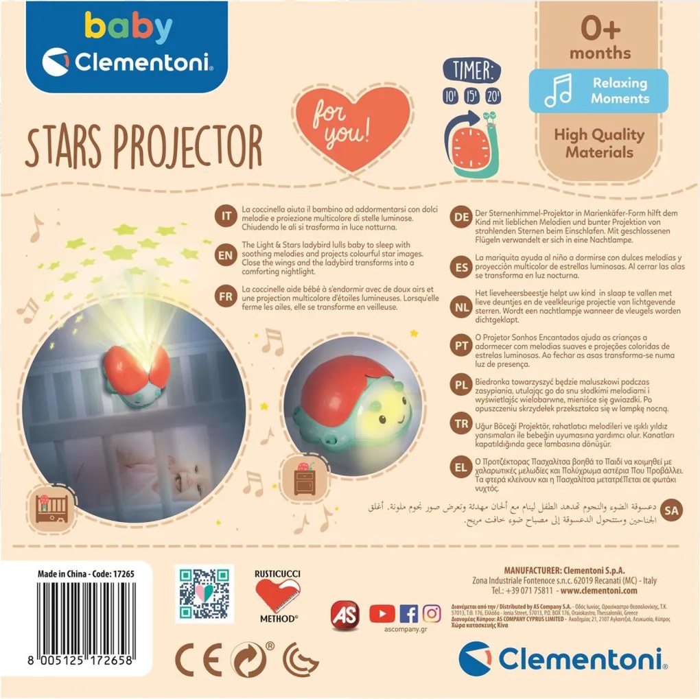 Katicabogár Stars éjszakai fény, kivetítő Clementoni