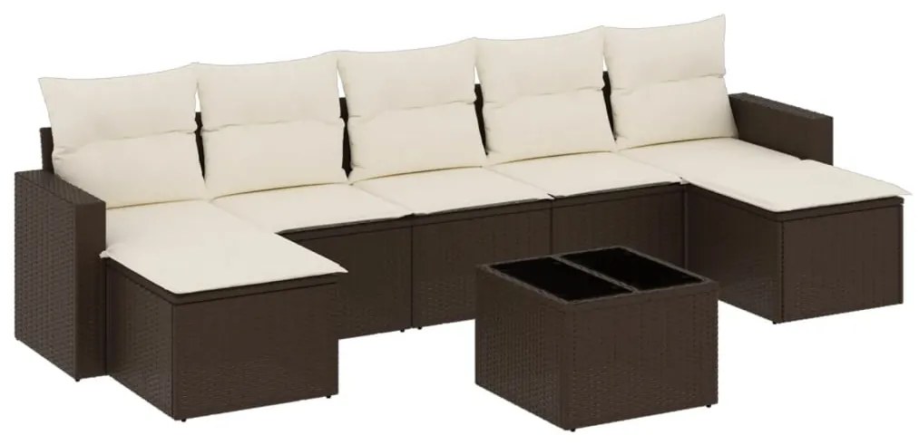 8 részes barna polyrattan kerti ülőgarnitúra párnákkal