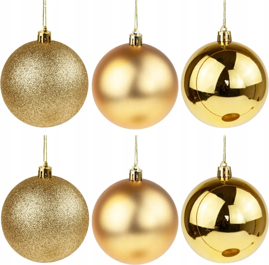 Karácsonyfadísz Arany Gömb 8CM 6DB-OS Törhetetlen Gömb Szett