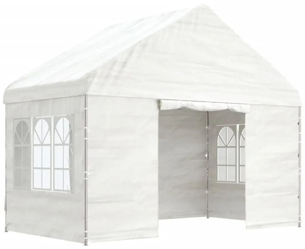 fehér polietilén pavilon tetővel 4,08 x 2,23 x 3,22 m