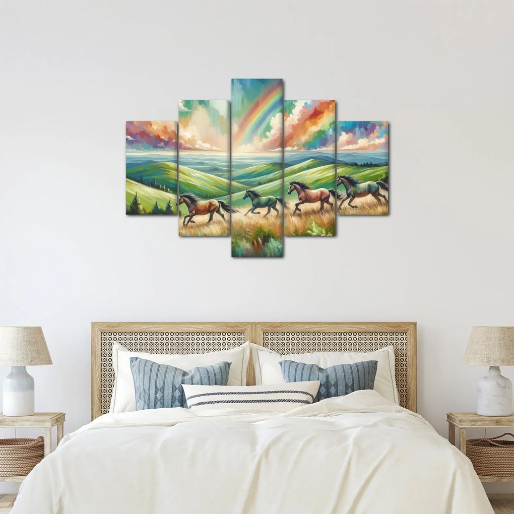 Kép – Vágtázó lovak a tájban (150x105 cm)