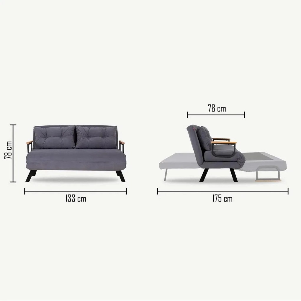 2 személyes kanapéágy Homoko 2-Seater - Kék
