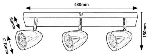 Rabalux 73019 - Spotlámpa PERICO 3xGU10/5W/230V fekete