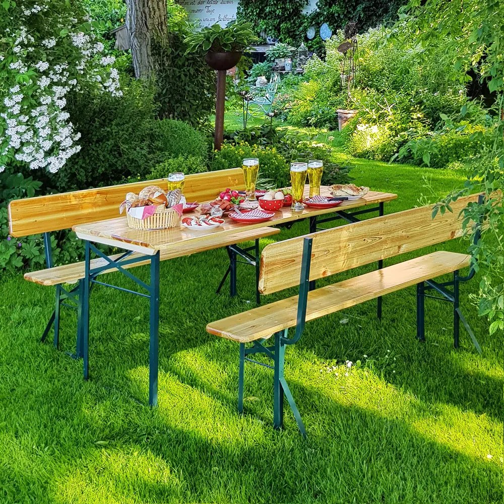 Casaria® Sörkészlet kartámasszal 170 cm - összecsukható