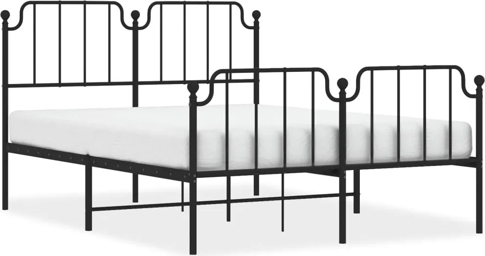 vidaXL fekete fém ágykeret fej- és lábtámlával 140 x 190 cm