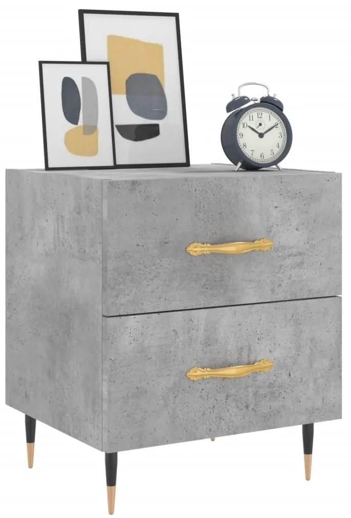 2 db betonszürke szerelt fa éjjeliszekrény 40 x 35 x 47,5 cm