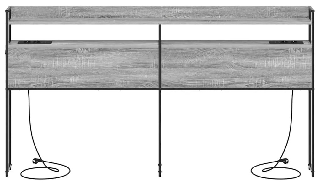 Fejtámla LED -es lámpákkal Szürke sonoma 200 cm Faanyag