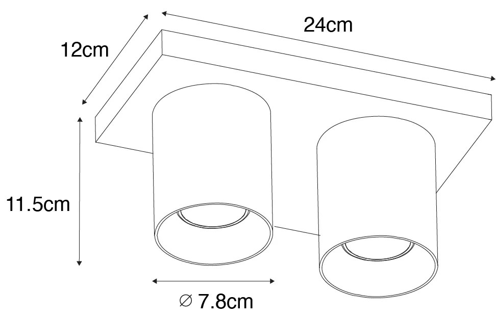 Modern mennyezeti spotlámpa fekete 2 lámpás - Tubo