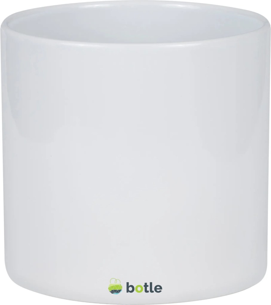 Virágtartó fedő kerámia fehér fényes henger 20x20 cm mázas sima