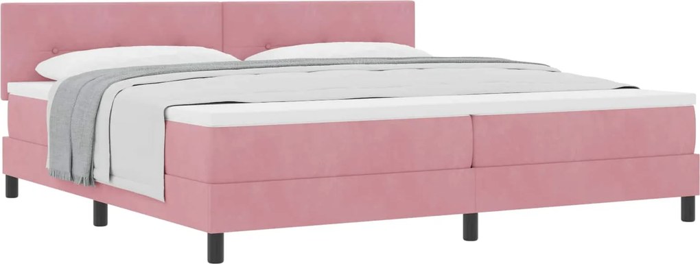 vidaXL Boxrugós ágy matracmal Rózsaszín 200 x 200 cm Bársony