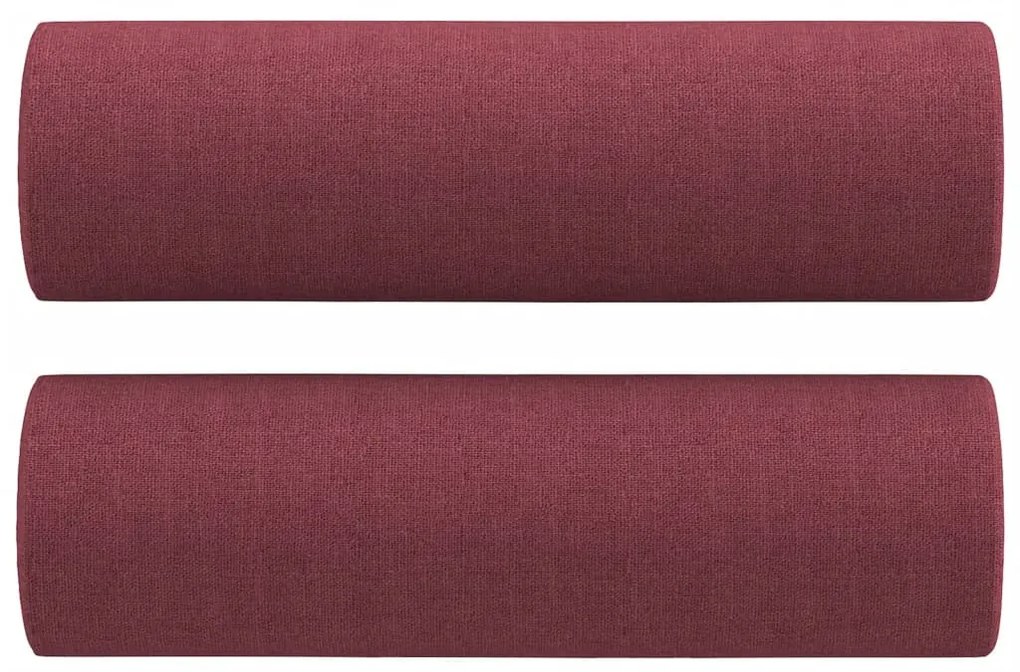 2 személyes bordó szövet kanapé díszpárnákkal 120 cm