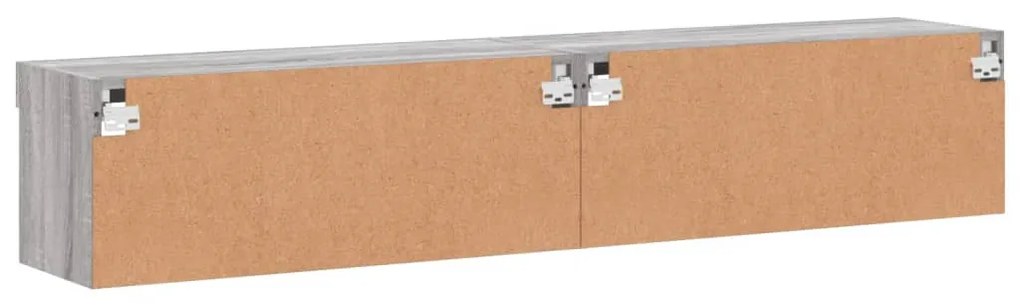 2 db szürke sonoma színű TV-szekrény LED-ekkel 80x30x30 cm
