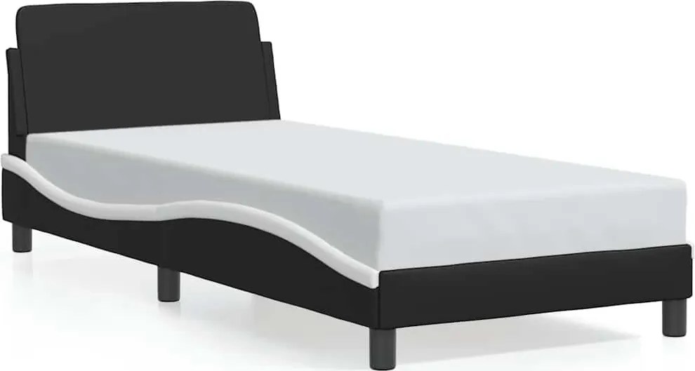 vidaXL fekete és fehér műbőr ágykeret Dover 90x190 cm