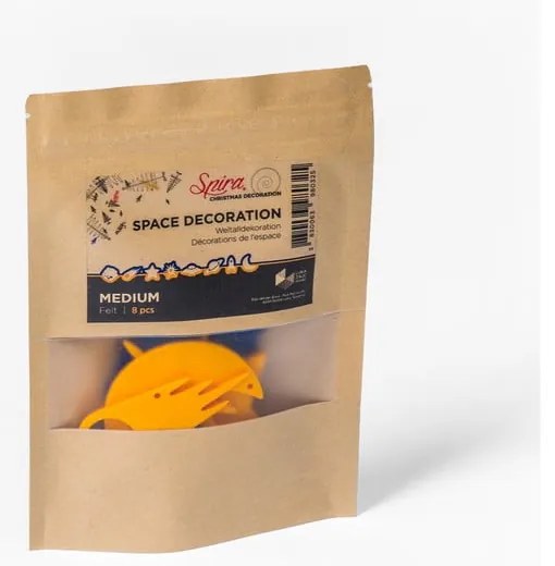 Medium 8 db-os sárga-kék filc karácsonyi dekoráció - Spira