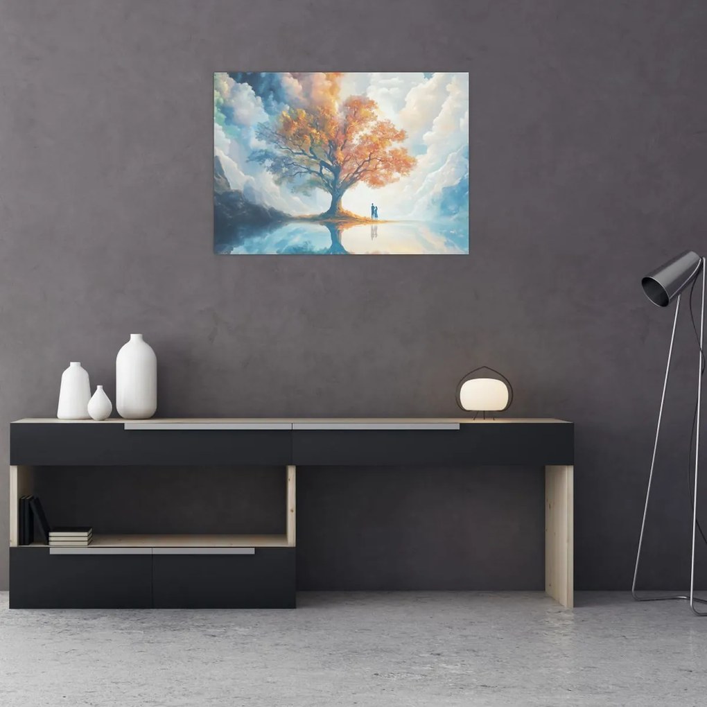 Üveg kép – Az élet és szerelem fája (70x50 cm)